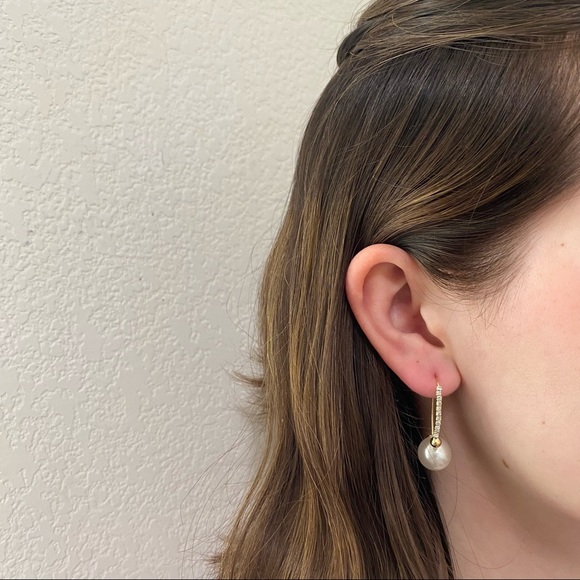 💙Pearl Crystal Zircon Wire Hooks Earrings - Picture 2 of 14